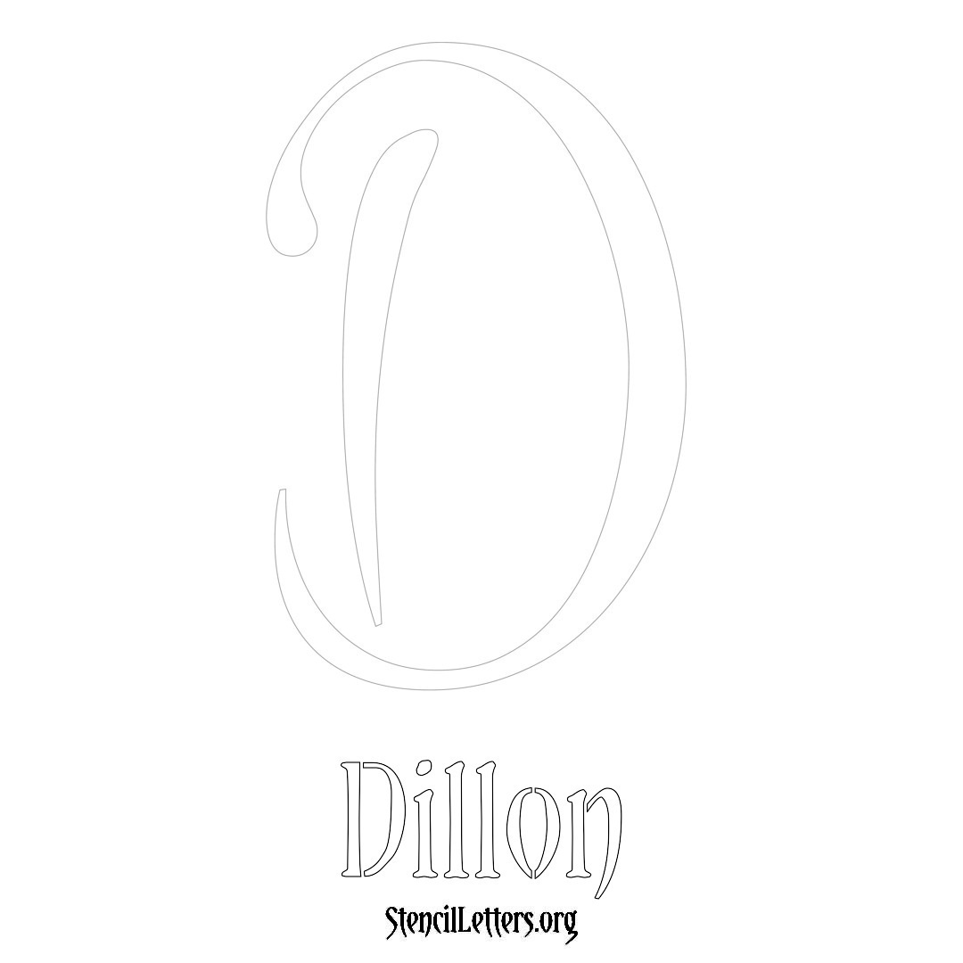 Dillon printable name initial stencil in Vintage Brush Lettering