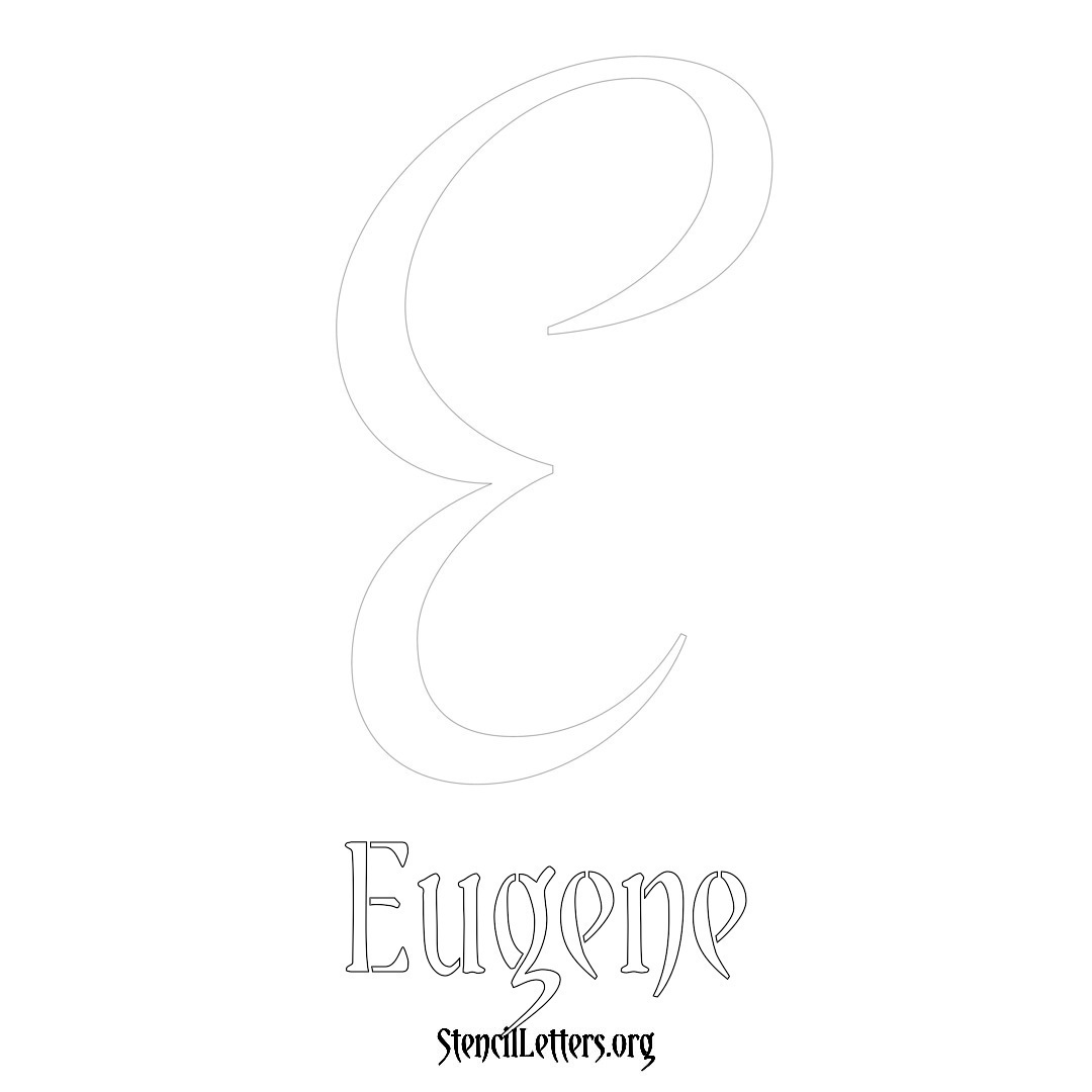 Eugene printable name initial stencil in Vintage Brush Lettering