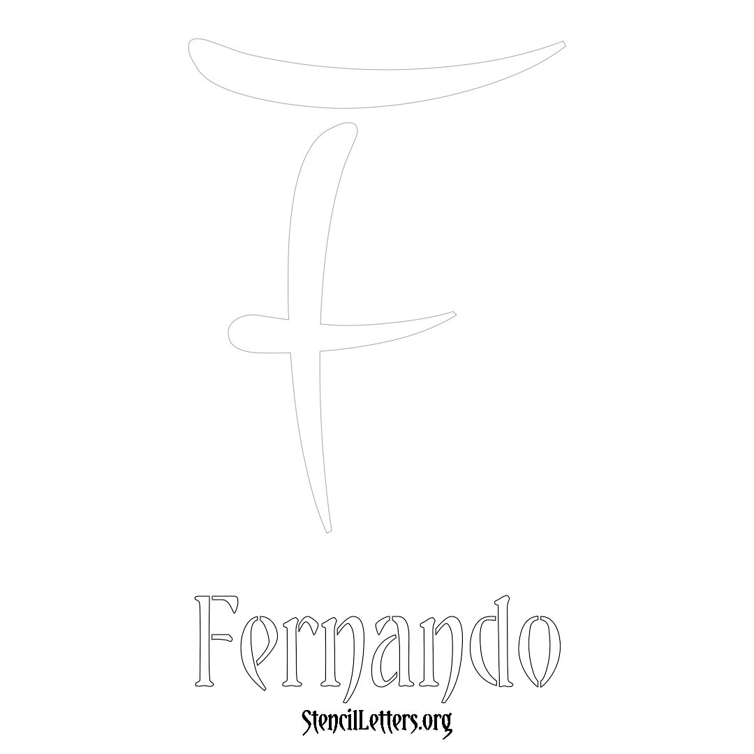Fernando printable name initial stencil in Vintage Brush Lettering