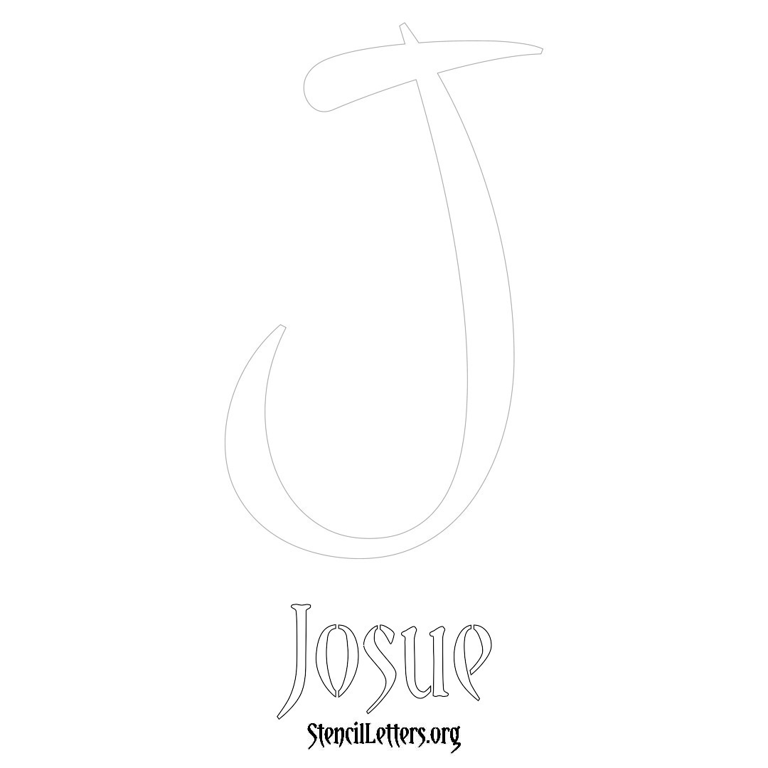 Josue printable name initial stencil in Vintage Brush Lettering