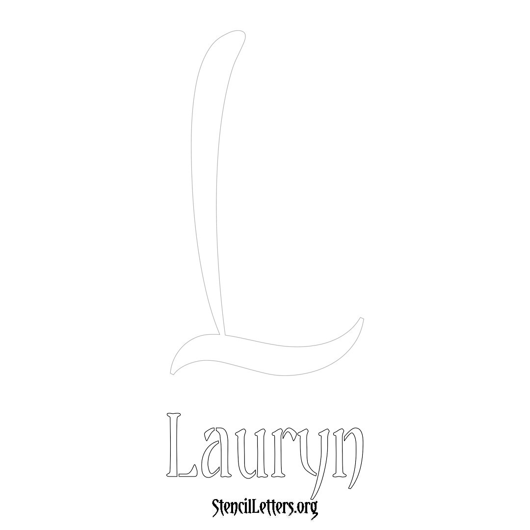 Lauryn printable name initial stencil in Vintage Brush Lettering