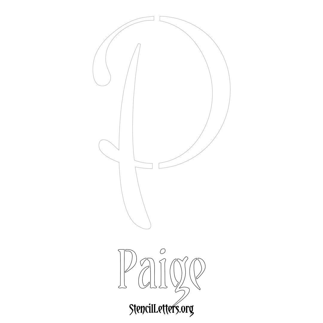 Paige printable name initial stencil in Vintage Brush Lettering
