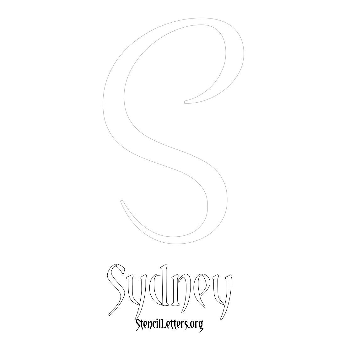 Sydney printable name initial stencil in Vintage Brush Lettering