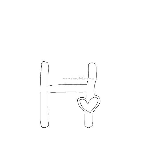 heart design stencil letter h