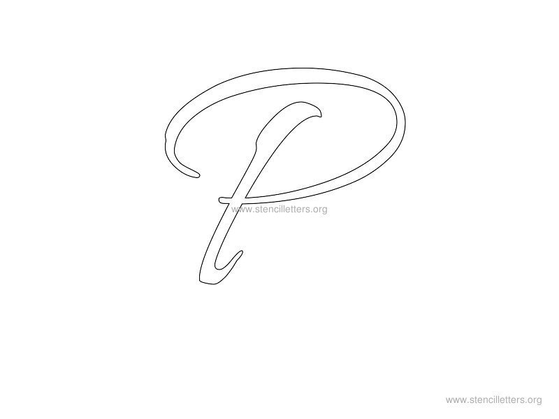 cursive wall stencil letter p